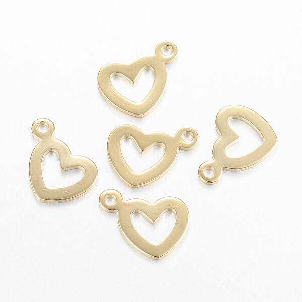 304 Stainless Steel Open Heart Charms