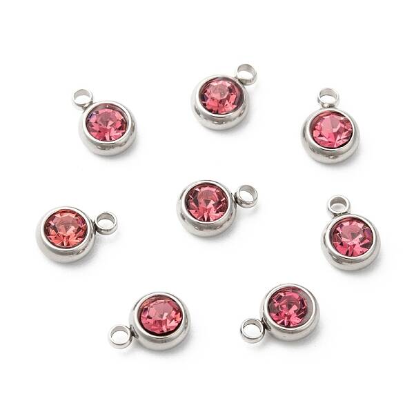 201 Stainless Steel Rhinestone Charms
