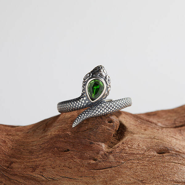 925 Sterling Silver with Natural Diopside Finger Rings
