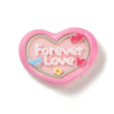 Heart Cartoon Word Forever Love Opaque Resin Decoden Cabochons