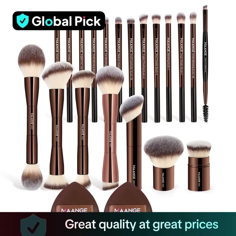 MAANGE Makeup Brush Set with Storage Bag, 23pcs/set Makeup Brush & Air Cushion Puff Set, Professional Makeup Tools for Women ...