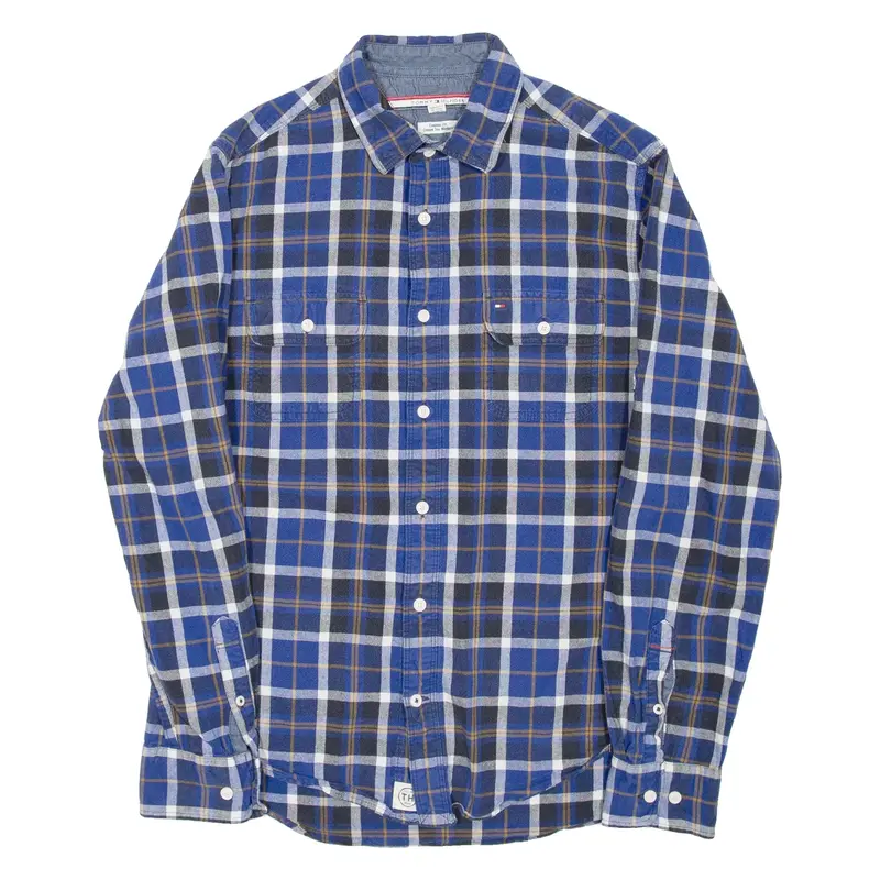 TOMMY HILFIGER Mens Shirt Blue Check Long Sleeve M