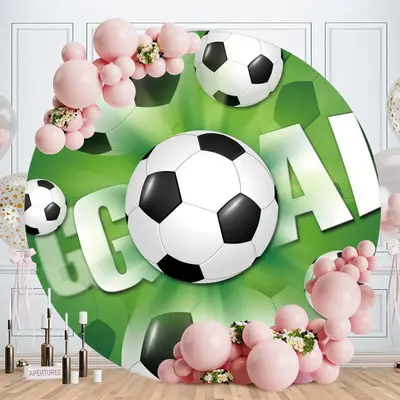 Aperturee Circle Soccer Goal Green Birthday Party Backdrop