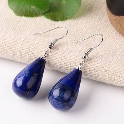 Natural Lapis Lazuli Drop Dangle Earrings