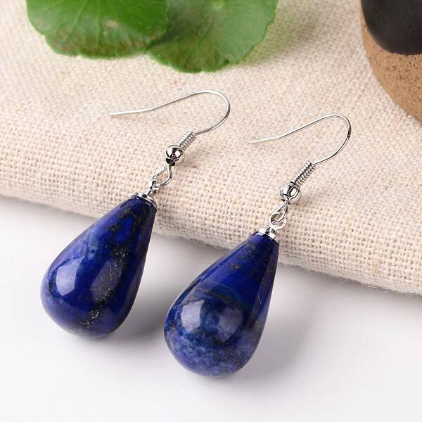 Natural Lapis Lazuli Drop Dangle Earrings