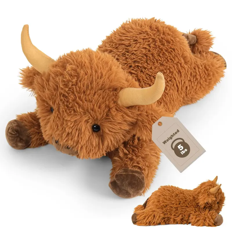 24in Highland Cow Weighted Stuffed Animals, 5lbs Highland Cow Plushies, Adorable Stuffed Animal Pillows Gifts for Kids and Ad...