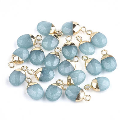 Electroplate Natural Jade Charms