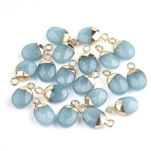 Electroplate Natural Jade Charms