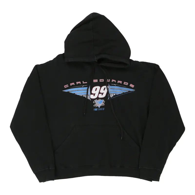 Carl Edwards 99 Checkered Flag Sports Nascar Hoodie - Large Black Cotton Blend