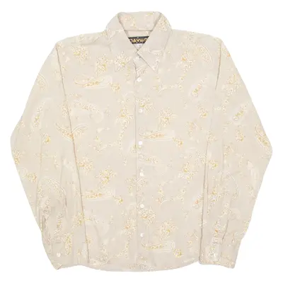 NAMAJ Mens Shirt Beige Paisley Long Sleeve M