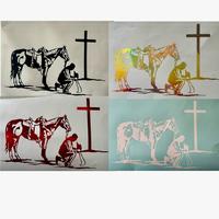 Horse With Praying Man Decal Sticker - Easy Installation for Cars, Glass Doors, and Walls, Available in Multiple Colors, Body...