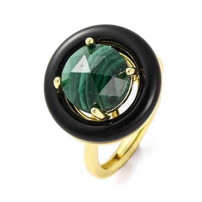Rack Plating Round Brass Enamel Adjustable Rings