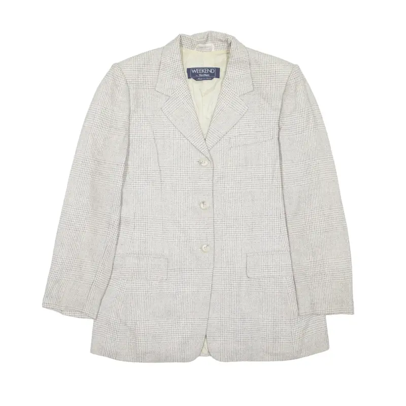 MAX MARA Weekend Blazer Jacket Beige Wool 90s Check Womens L