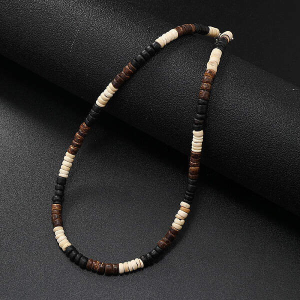 Retro Men's Coconut & Shell Heishi Beaded Necklaces