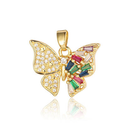 Brass Micro Pave Colorful Cubic Zirconia Pendants