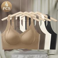 4 Pcs Full Cup Adjustable Underwear Women Bra Anti-sagging Large Size Seamless Ladies Thin Bra push bra