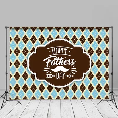 Brown And Blue Checkered Fathers Day Backdrop Idea - Aperturee