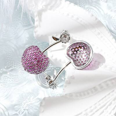 Cherry Brass Micro Pave Cubic Zirconia Stud Earrings
