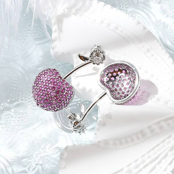 Cherry Brass Micro Pave Cubic Zirconia Stud Earrings