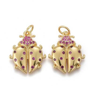 Brass Micro Pave Purple Cubic Zirconia Pendants