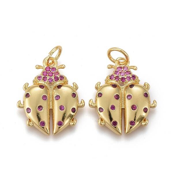 Brass Micro Pave Purple Cubic Zirconia Pendants