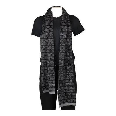 Roberto Cavalli Spellout Scarf - No Size Black Wool Blend
