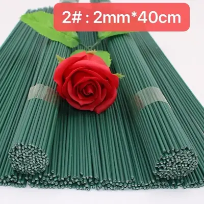 Flower pole green flower hook handmade flower pole iron flower wire mesh flower dried flower crochet wool coated iron stick ...