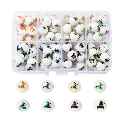 80Pcs 8 Colors Christmas Opaque Glass Beads