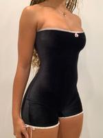 Women's Contrast Binding Bow Decor Onesie Tube Romper, Summer Clothes Women, Casual Sexy Comfort One-piece Romper for Lady, P...