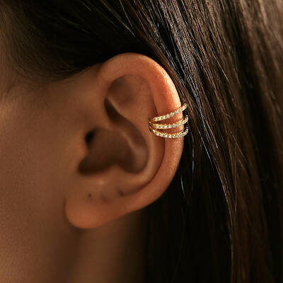 925 Sterling Silver Triple Cuff Earrings