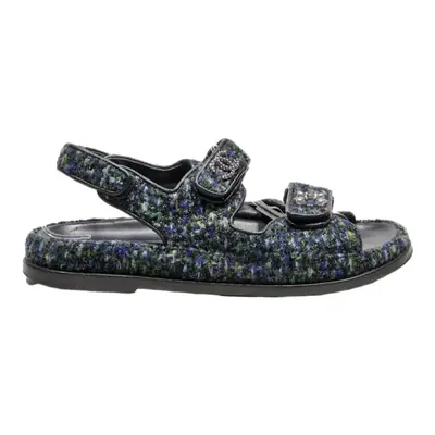 CHANEL Strappy Sandals Blue Synthetic Womens UK 5