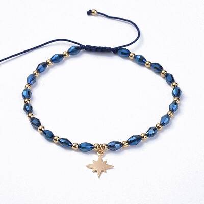 Electroplate Glass Braided Beads Bracelets