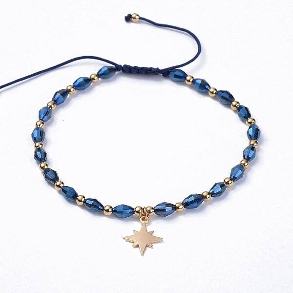Electroplate Glass Braided Beads Bracelets