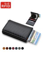 Men's Business Minimalist Rfid Anti-theft Wallet, 2025 New Style Simple Plain Pu Leather Card Holder, Multi Card Slots Card H...