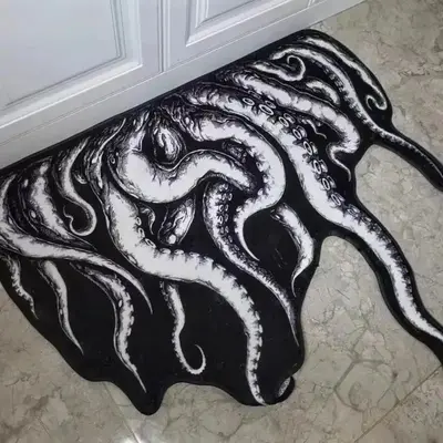 Water Absorption Creative Carpet, 1 Count Octopus Pattern Bathroom Mat, Indoor Area Rug for Room Decor, Non-slip Floor Mat, H...