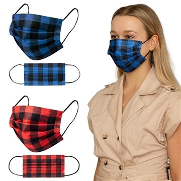 5 Customized Shield V Box of 50pcs Plaid Disposable Face Masks - ...