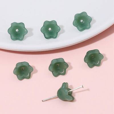 10Pcs Gradient Color Transparent Glass Bead Caps