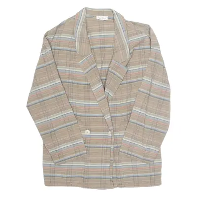 Womens Printed Blouse Brown V-Neck Long Sleeve Check M