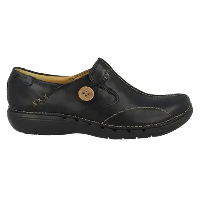 Clarks Un Loop Leather Women's Slip On Shoes - Black - Size:US 8.5 Women