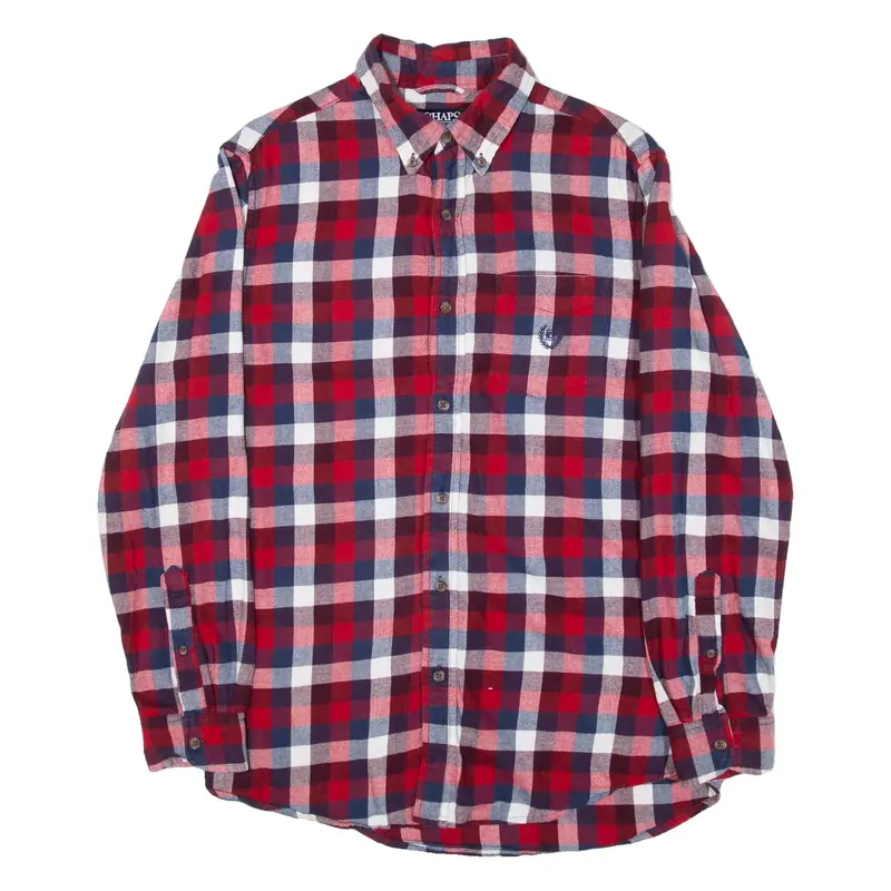 CHAPS Mens Flannel Shirt Red Check Long Sleeve S