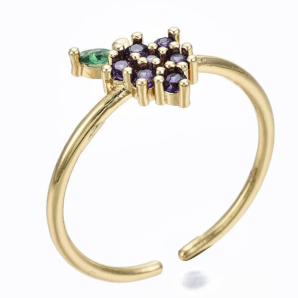 Brass Micro Pave Cubic Zirconia Cuff Rings