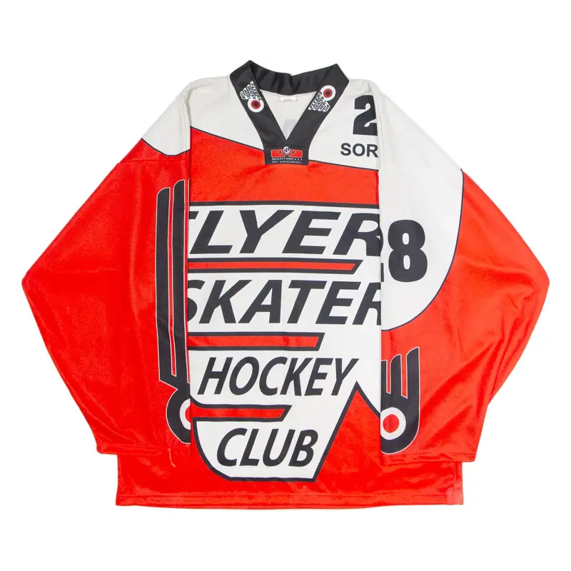 HOCKEY Flyers Skaters Hockey Club #28 Sorman Mens Jersey Red 3/4 Sleeve XL