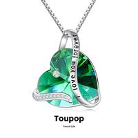 TOUPOP Heart Pendant Necklace Forever Love Sterling Silver Crystal Birthstone Necklaces Anniversary Jewelry Birthday Gifts fo...