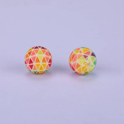 Printed Round Silicone Focal Beads