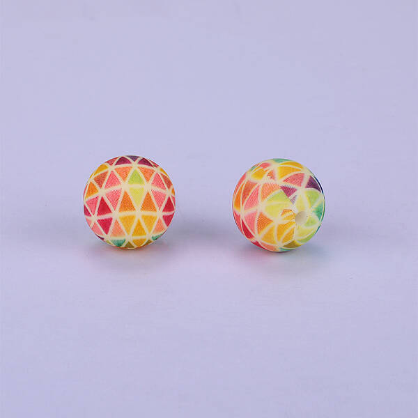 Printed Round Silicone Focal Beads