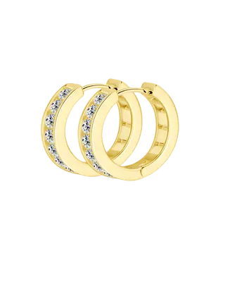 18K Diamond Gold Hoop Earrings