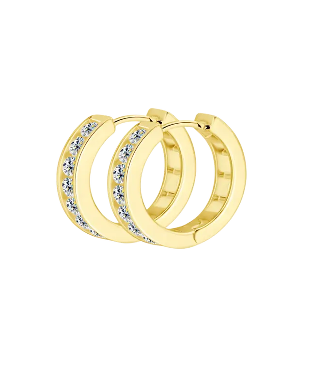 18K Diamond Gold Hoop Earrings