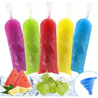 Ice Lolly Bags Disposable, Ice Cream Mold Bags with  Funnel. 3 x 10 inches Plastic Ice Candy Bags for Making Bolis/Ice  Yogur...