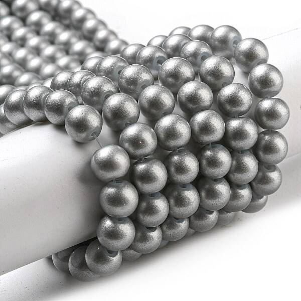 Spray Painted Glass Round Bead Strands