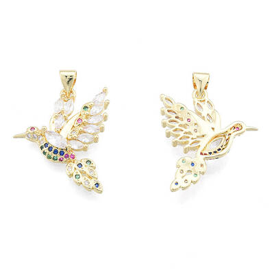 Brass Micro Pave Colorful Cubic Zirconia Pendants
